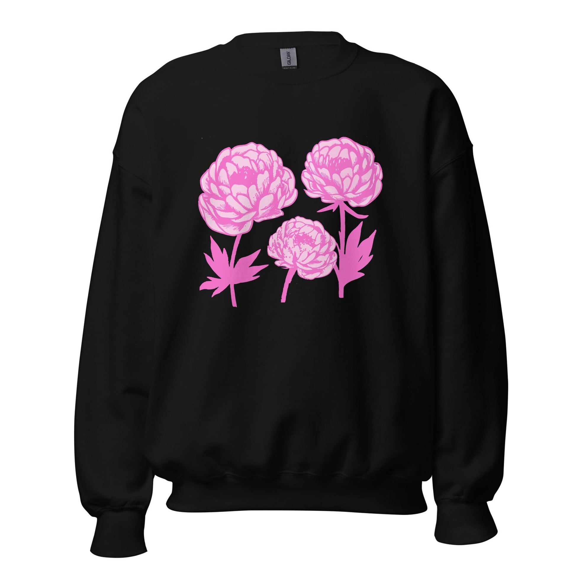 Bold Pink Peonies Floral Art Sweatshirt