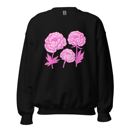 Bold Pink Peonies Floral Art Sweatshirt